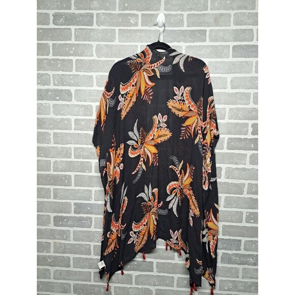 Ultra Pink Women’s Fringe Kimono Open-Front Floral Bohemian Multicolor Size 2X - Picture 7 of 10